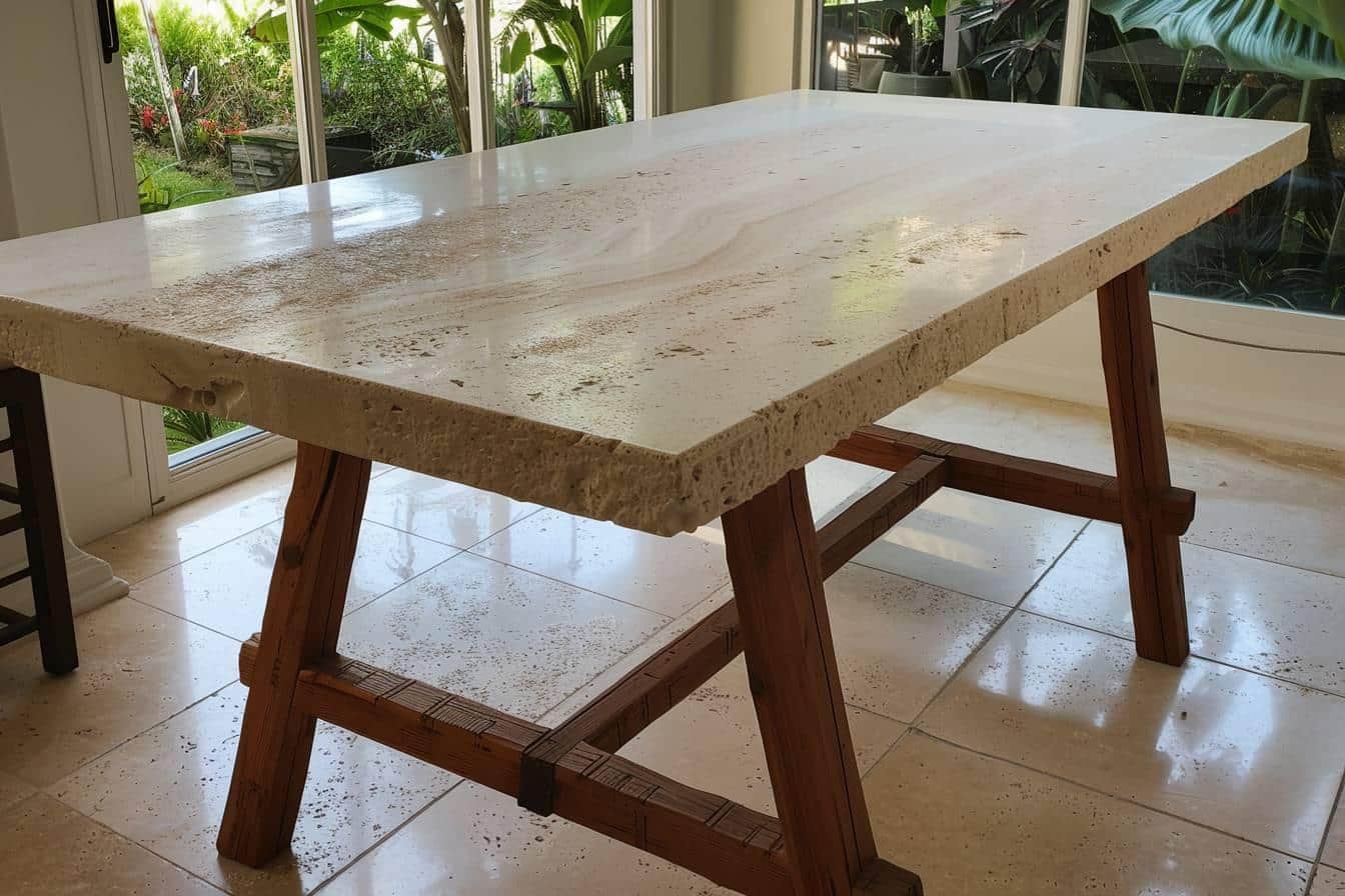 Table en travertin et bois : Découvrez l'harmonie parfaite pour votre intérieur